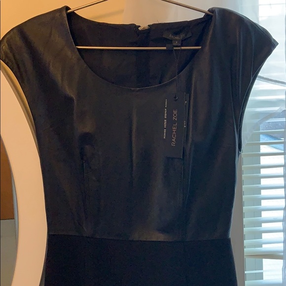 RACHEL ZOE BLACK MINI DRESS LEATHER SIZE 2 - Picture 2 of 4